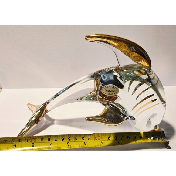 Large Murano Glass Gold Accented Dolphin Figurine - Picture 9 of 10